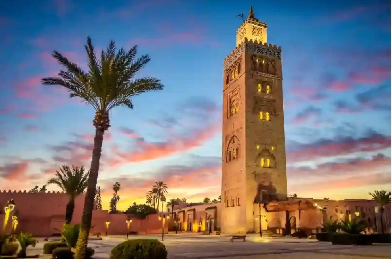 Minareto della Koutoubia a Marrakech al tramonto
